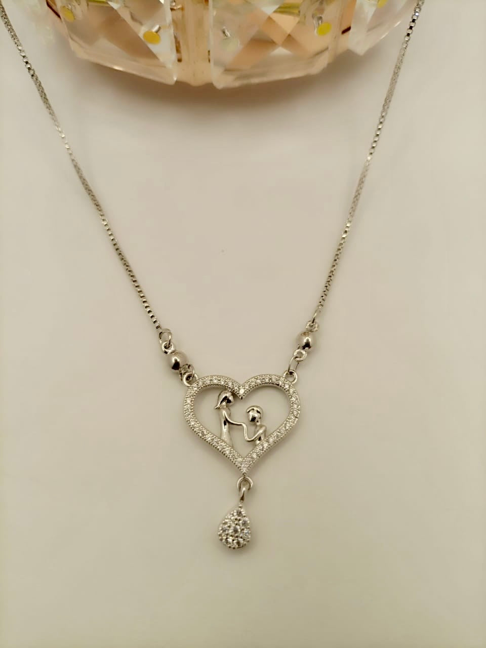 Heart Shaped Valentines Pendant in Silver Colour Style Blush