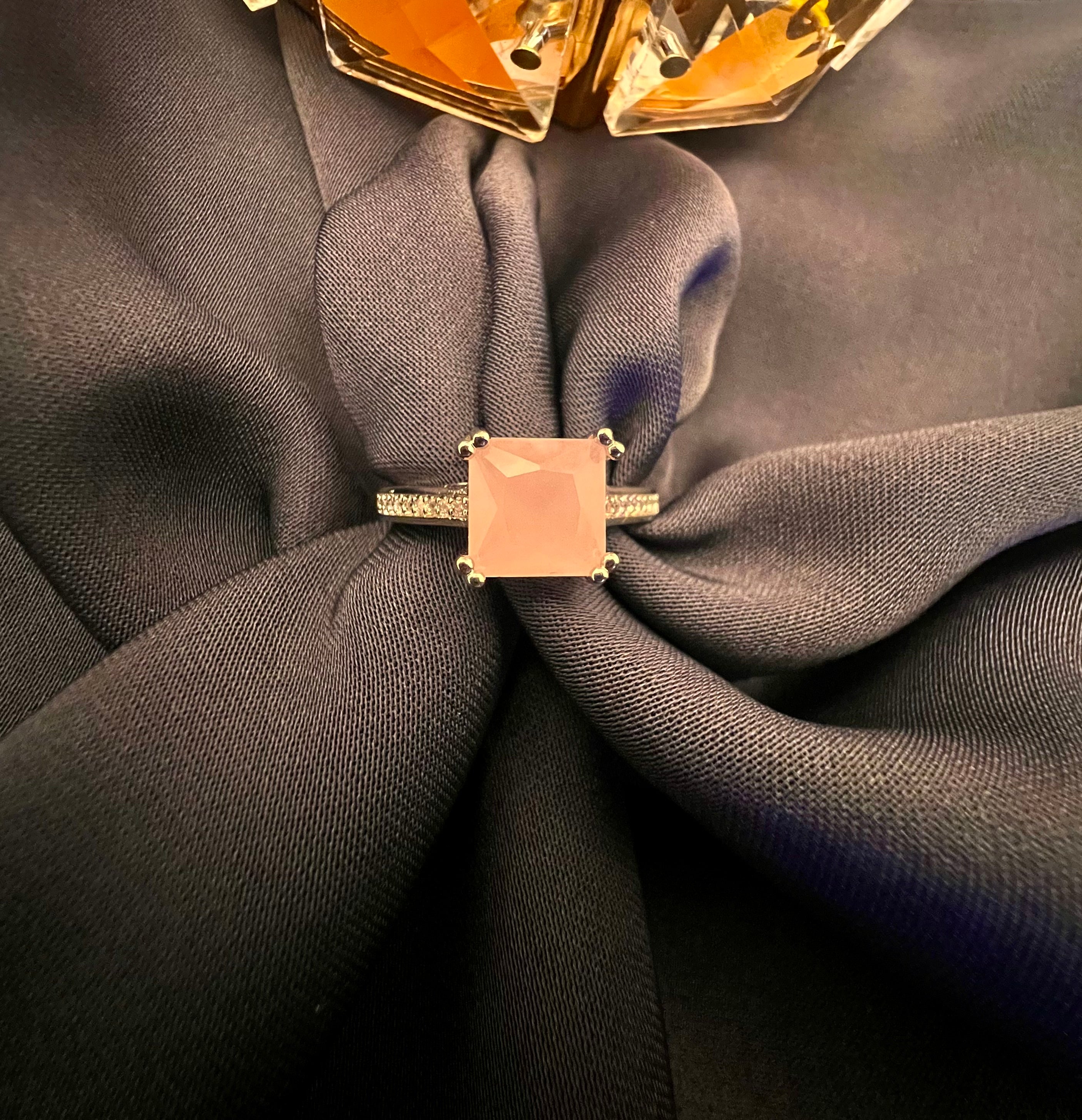 Pink Stone Ring in Silver Colour Style Blush