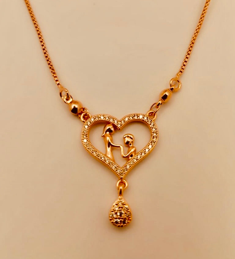 Heart Shaped Valentines Pendant in Golden Colour Style Blush