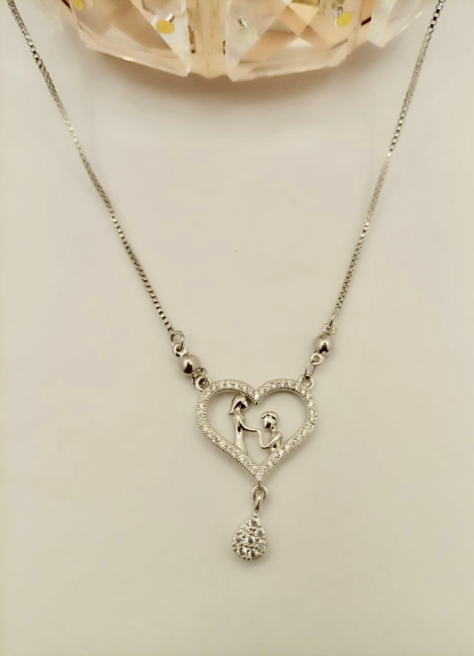Heart Shaped Valentines Pendant in Silver Colour Style Blush