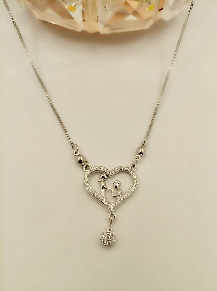 Heart Shaped Valentines Pendant in Silver Colour Style Blush