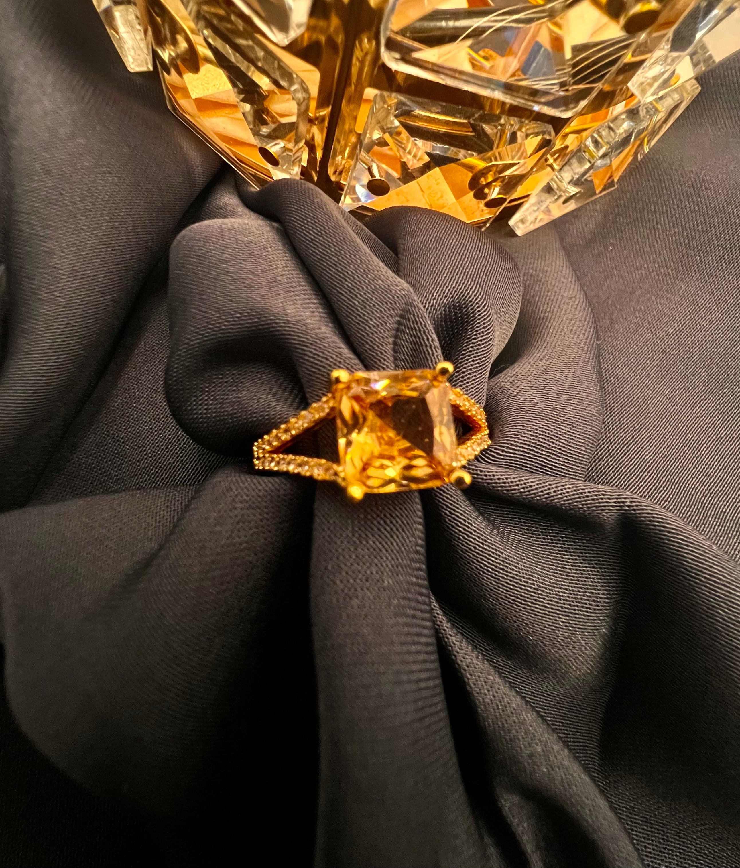 Beautiful Golden Ring with Golden stone Style Blush