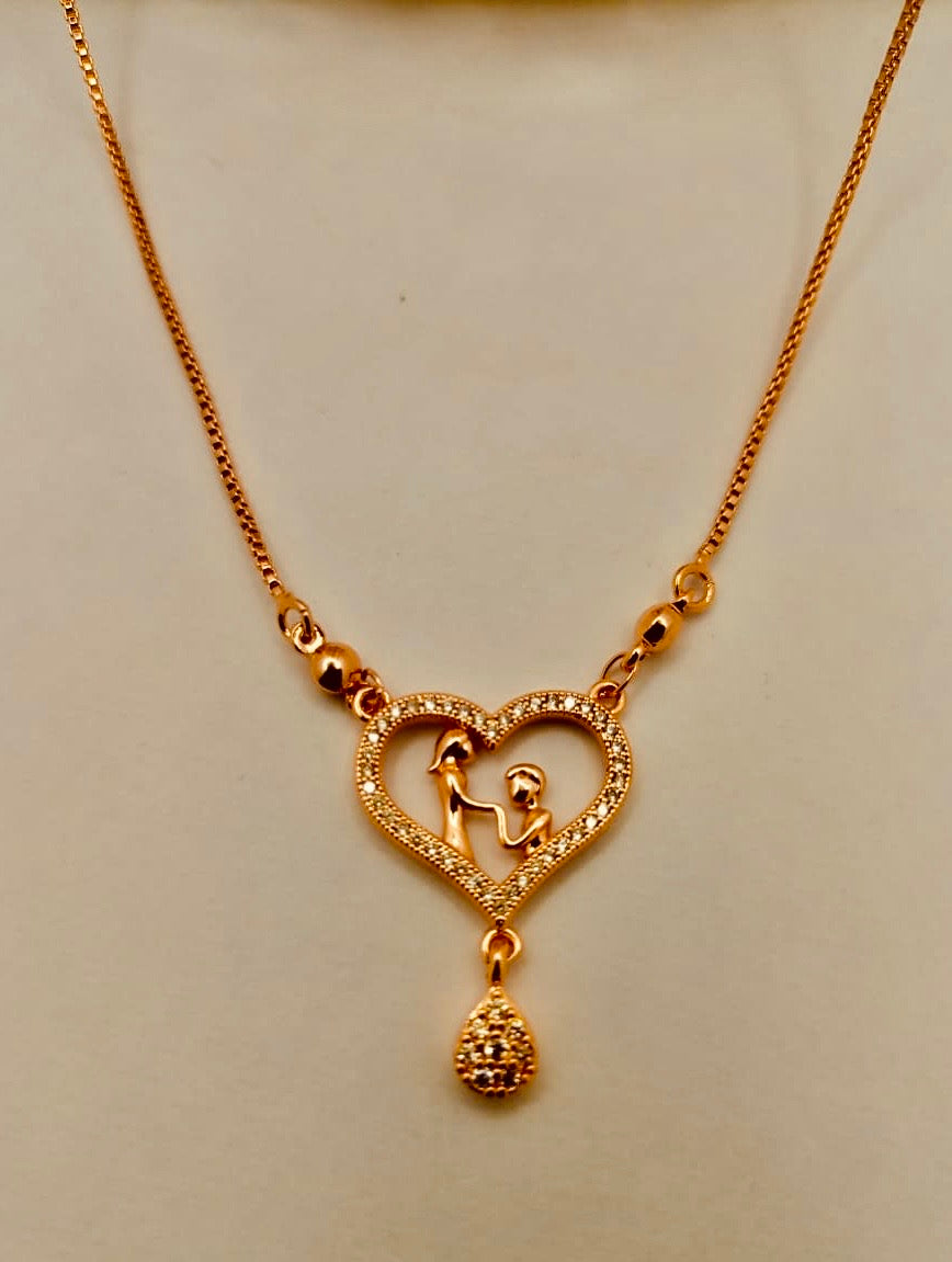 Heart Shaped Valentines Pendant in Golden Colour Style Blush