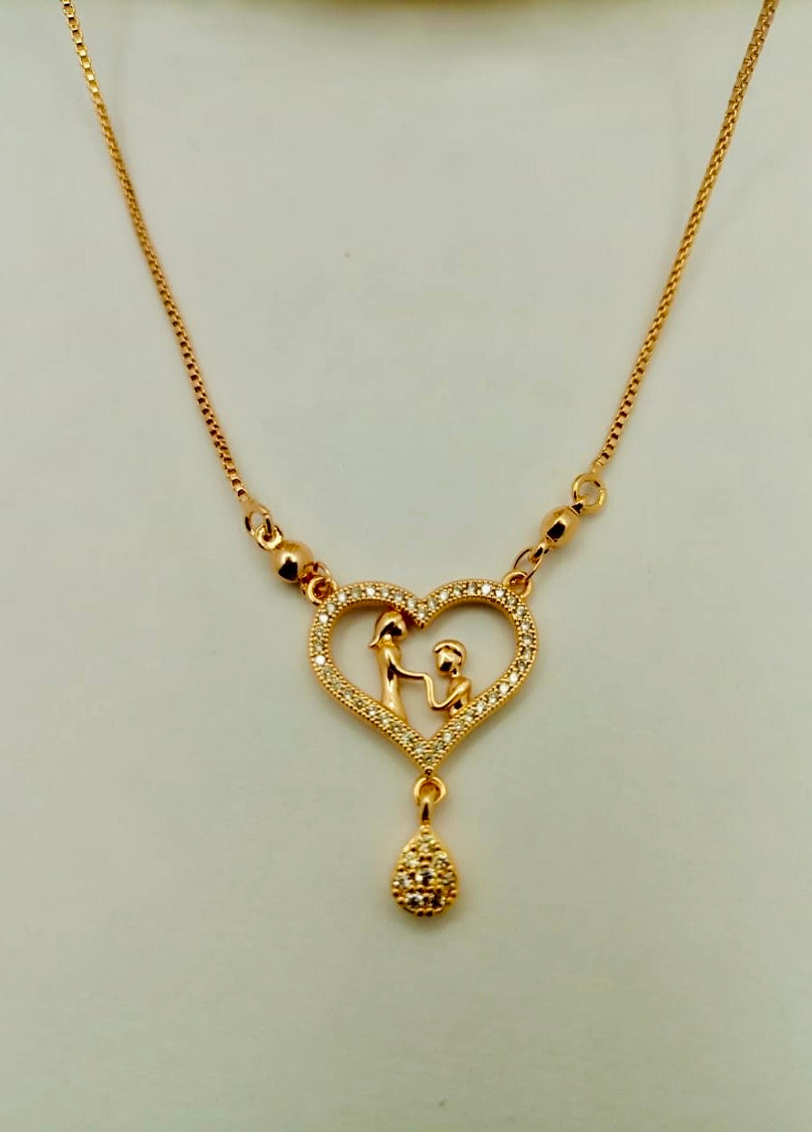 Heart Shaped Valentines Pendant in Golden Colour Style Blush
